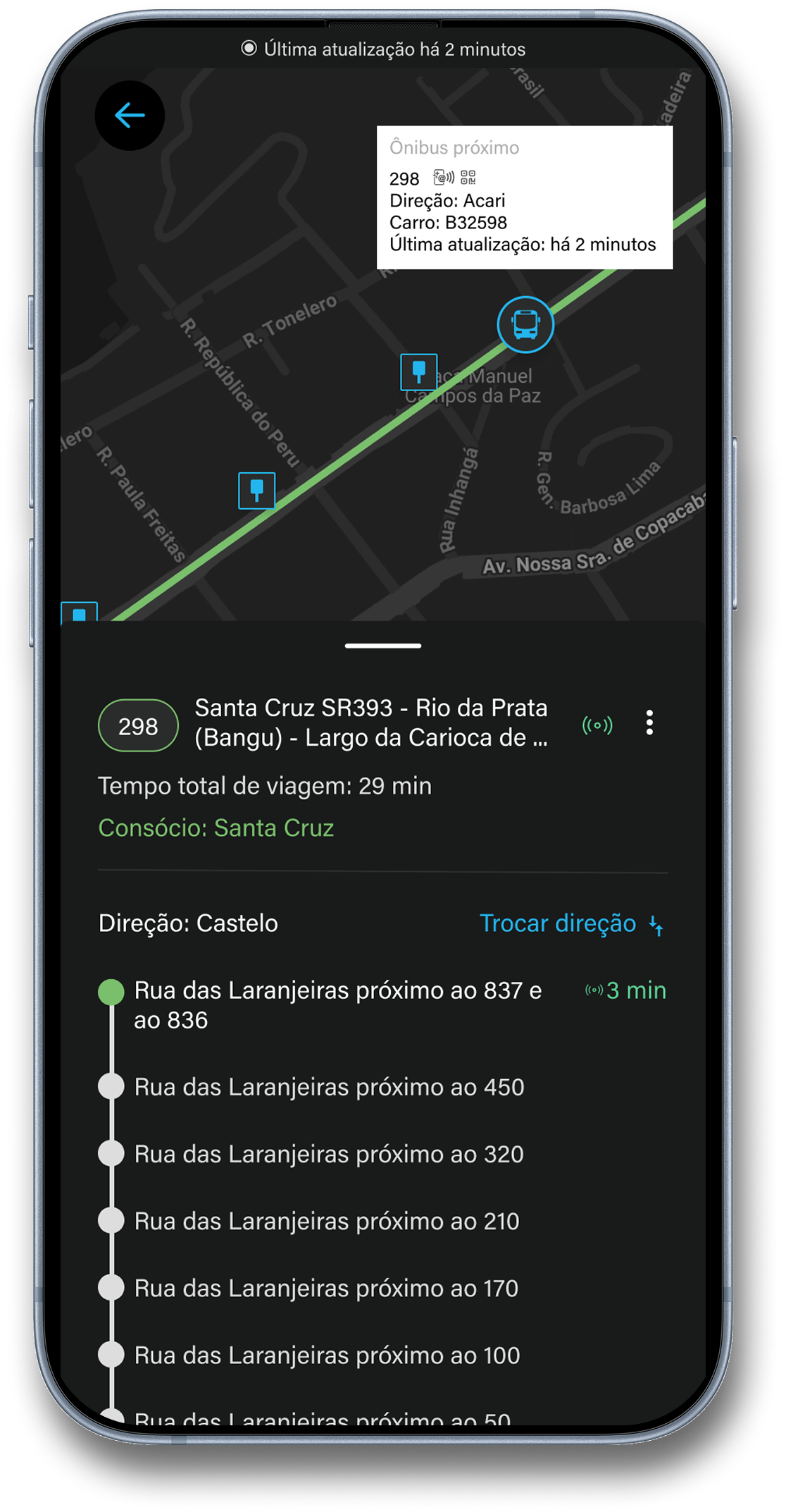 Mapa em tempo real